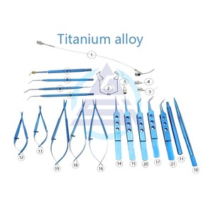 21 Uds aleación de titanio ojo oftálmico Micro catarata conjunto fórceps oftálmicos tijeras soporte de aguja - Product Image 1