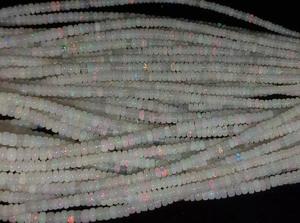 Perles d'opale éthiopienne Welo 3-5 MM opale de feu blanche naturelle Rondelle faite à la main lisse Flashy minimaliste cadeau personnalisé 16 pouces - Product Image 5