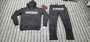 Mens Green Heavyweight Tracksuit Two Piece Set Zip up Hoodie Joggers with Solid Casual Athletic Streetwear Outfit - Product Image 5