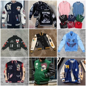 Chaqueta universitaria con logotipo personalizado para hombre, nueva moda de alta calidad, parches de chenilla bordados, Mangas de cuero y poliéster, relleno de algodón - Product Image 2