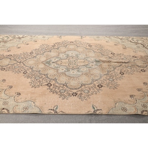 Tapis turc, tapis vintage 6,6x10,2 pieds, beige géométrique avec éléments floraux - Product Image 3