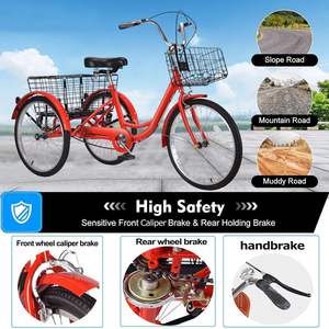 Triciclo de Carga Plegable Grande con Cesta Trasera Desmontable, Triciclo para Adultos de 3 Ruedas con Ruedas de 26 Pulgadas, Engranajes Perfectos, MEJOR Material de Marco, Doble - Product Image 4