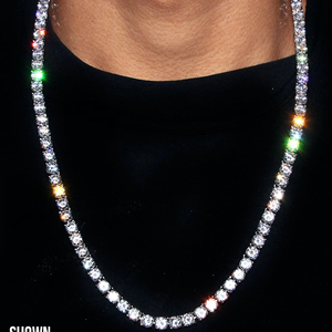 Collar de cadena de tenis con tachuelas de diamantes de laboratorio de oro redondo brillante de 6mm 10K 14K 18K para moda de lujo unisex de La India - Product Image 1