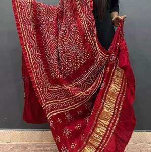 Chandrokhni Bandhej Dupatta de Seda Pura Étnica Moderna, Suave, de Diseño - Product Image 6