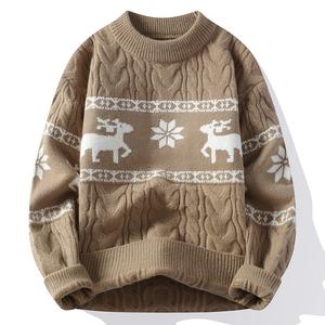 Pull en maille pour homme avec logo personnalisé, motif d'hiver, manches longues, col rond, tricot pour homme - Product Image 4