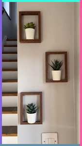 Estante de madera natural hecho a mano, estante decorativo de pared de forma personalizada para el hogar, técnica pulida, decoración colgante de pared - Product Image 6