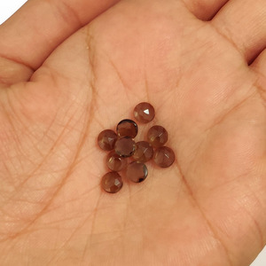 Vente en gros de pierre de quartz fumé ronde de 5mm topaze brune naturelle cercle à facettes Cabochon pierres précieuses en vrac coupe rose - Product Image 6