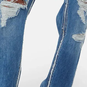 Jeans Homme Coupe Droite Taille Haute Style Urbain Effet Vieilli Respirant Léger 320 GSM Fabrication Usine Nouvelle Collection 2025 - Product Image 5