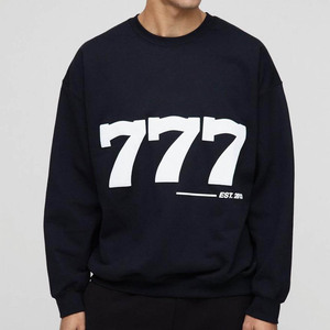 Breathable High Quality Black Oversized Puff Print Moto Crew Neck Men's Sweatshirt Custom Cotton Blended Sweatshirt Wholesale - Product Image 1