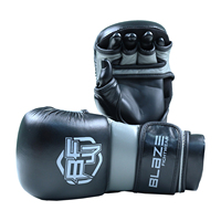 Gants d'entraînement de boxe MMA en cuir personnalisés avec sangle de poignet réglable, demi-doigts/sans doigts, pour Muay Thai, BJJ, grappling
