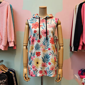 Sudadera con capucha sin mangas con estampado personalizado para mujer, Otoño Invierno, logotipo frontal, tejido de lana transpirable ecológico, ropa deportiva para correr - Product Image 5