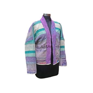 Veste Kantha en coton cousue à la main pour femme Patchwork brodé Design réversible avec broderie Kantha élégante - Product Image 5