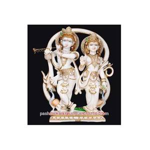 Sculpture en marbre blanc pur Makrana Lord Radha Krishna, Sculpture polie à la main pour la décoration de la maison et les cadeaux - Product Image 1
