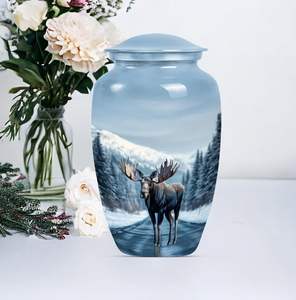 Urne d'orignal Compagnon de crémation pour cendres Urne funéraire pour femmes Urnes pour adultes Urnes humaines pour cendres humaines Taille personnalisée Bleu ciel - Product Image 4