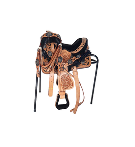 Sillín occidental de caballo de cuero genuino de calidad superior para carreras de barriles y equitación - Product Image 1