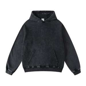 Custom 420gsm Men Acid <b>Wash</b> Hoodie Blank Hoodies Wholesale Sun Faded Vintage Men Pullover Hoodies - Product Image 5