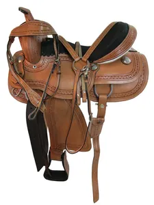 Western Saddle Barrel Racing Trail Horse Tooled Leather 10-16 Accesorios a juego Hermoso diseño de cuero - Product Image 5