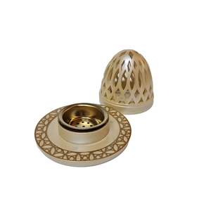 Golden Pearl Finish Metal Incense Burner Set Decorative Arab <b>Oud</b> <b>Bakhoor</b> Censer with Detachable Lid Islamic Home Decoration Gift - Product Image 1