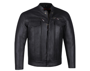 เสื้อแจ็กเก็ตหนังสีดำผู้ชายสีดำทรงสลิมฟิตสำหรับนักแข่งรถมอเตอร์ไซค์หนังควายพร้อมอุปกรณ์ป้องกันที่ผ่านการรับรองจาก CE - Product Image 6
