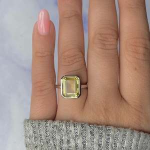 ขายส่ง925จำนวนมากเครื่องประดับเงินสเตอร์ลิงเครื่องประดับปรับแหวนตัดโอควอตซ์เลมอนธรรมชาติแหวนนิรันดร์ - Product Image 1