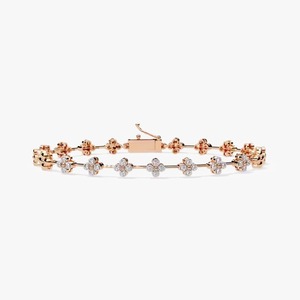 Bracelet en diamant de laboratoire pour femmes hommes Bracelet en diamant en or rose 14K Bracelet en diamant baguette Bracelet Bangle - Product Image 1