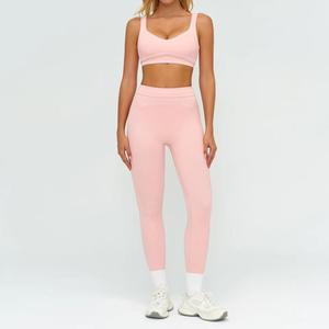 Conjunto de Yoga de Dos Piezas para Mujer, Venta Caliente 2025, Talla Grande, Color Sólido, Poliéster/Nailon, Conjunto de Leggings Deportivos - Product Image 2