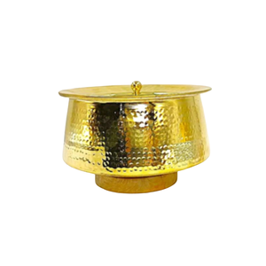 Latón con oro martillado de lujo Color dorado natural Olla caliente Olla de cocina Juego de utensilios de cocina con tapa de metal - Product Image 5