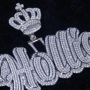 เครื่องรางฮิปฮอปไอซ์บาแกตต์ vaguette VS Moissanite จี้เงิน925ตามสั่งจี้ชื่อตัวอักษรจี้สำหรับผู้ชายผู้หญิง - Product Image 3