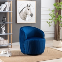 Chaise d'Appoint Pivotante Moderne avec Tissu de Lin Rembourré Blanc Fauteuil Lounge pour Salon ou Hôtel