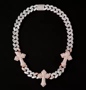 Chaîne à maillons cubains Miami de luxe entièrement glacé D Yash clouté testeur de diamants vérifier Moissanite colliers de mode de l'inde - Product Image 2