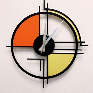นาฬิกาแขวนโลหะสีส้มและสีเหลืองมีสไตล์พร้อมกรอบสีดำสำหรับบ้านห้องนั่งเล่นสำนักงานห้องนอนห้องเรียนและของตกแต่งจากอินเดีย - Product Image 1