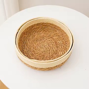Handmade Woven Seagrass <b>Basket</b> Circular Organizing Tray for Snacks and Sundry Made in Viet Nam - Product Image 4