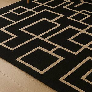 Juego de alfombra de área de lujo de tamaño personalizado, alfombra hecha a mano geométrica negra y Beige de lana de Nueva Zelanda, alfombra moderna contemporánea hecha a mano para el hogar - Product Image 4
