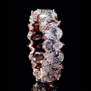 Sang trọng vĩnh cửu ban nhạc | hình dạng quả lê vvs moissanite Vòng | 925 Sterling Bạc | đồ trang sức kỷ niệm ngày cưới - Product Image 1