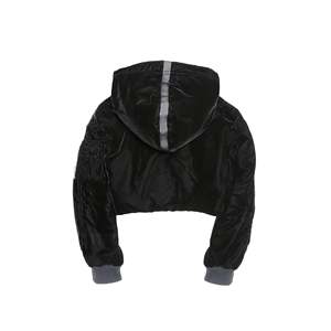 เสื้อแจ็คเก็ตบอมเบอร์แบบครอป ทรงวาร์ซิตี้ ผ้าซาติน แต่งโลโก้ตามสั่ง หนัง PU ไซส์ 3XL สำหรับฤดูใบไม้ร่วง - Product Image 4