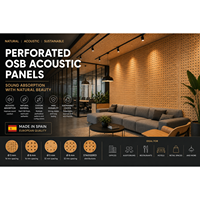 Panneaux acoustiques VIMACOUSTIC OEM en OSB avec finition placage perforé, dimensions personnalisées, style design industriel, NRC 0.8, hôtels, appartements