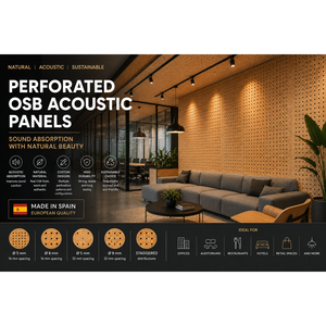 Panneaux acoustiques en bois avec finition placage perforé OEM, 5 mm, espacement 32 mm, style design industriel pour hôtels, appartements, écoles - Product Image 1
