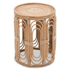 Mesa auxiliar cilíndrica de mimbre natural hecha a mano, muebles de café con acento geométrico para interiores de casas bohemias - Product Image 5