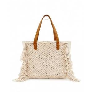 กระเป๋าผ้าฝ้ายลินินถักมือลายดอกไม้ ดีไซน์สั่งทำพิเศษ สีดำคลาสสิก สไตล์ธรรมชาติ สำหรับงานแต่งงาน - Product Image 2