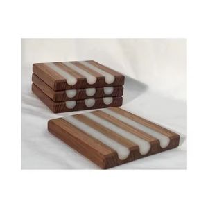 Stock local réduction tarifaire gratuite cadeaux de mariage personnalisés sous-verre en pierre marbre acacia sous-verres en bois pour boissons - Product Image 2