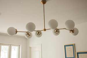 8 Light Linear Globe Mid Century Brass <b>Sputnik</b> <b>chandelier</b> light Fixture - Product Image 6