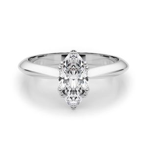 Bague de fiançailles solitaire à double broche en diamant taille marquise pour femme - Product Image 1