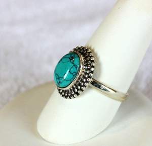 Anillo de Turquesa de Primera Calidad Rudra Gems, Joyería de Moda para Mujer, Regalo Personalizado para Fiestas, Plata 925 con Engaste de Bisel, Tercera Categoría - Product Image 1