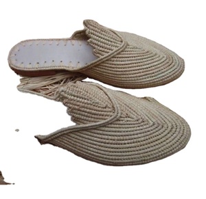 Moroccan Handmade <b>Shoes</b> Made of Natural Raffia Coustmized Natural Raffia slippers - Product Image 1
