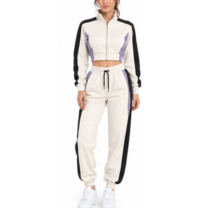 New Style <b>Women</b> Cropped Tracksuit Comfortable Casual Drawstring <b>Jacket</b> Matching Jogger Pants Solid Quick Dry <b>Lightweight</b> Fashion - Product Image 1