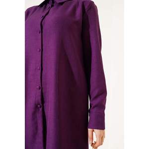 Ensemble 2 pièces en lin avec boutons supérieurs violet - Product Image 3