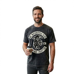 Camiseta Gráfica Vintage para Hombre Sons of Anarchy, Lavado Ácido, Algodón Negro, Estilo Biker, Reaper California Samcro, Micah Corporation - Product Image 2
