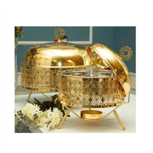 Plato de frotamiento martillado de metal hecho a mano, diseño único, plato para servir comida de forma redonda con tapa a precio competitivo - Product Image 6