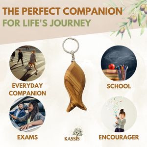 Personalized Eco-Friendly Olive Wood Fish Keychain 8 X 3 cm <b>Custom</b> Engraved Gravure Printed Christian <b>Key</b> Ring Handmade - Product Image 6