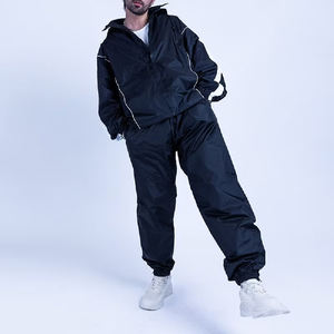 Ensemble de survêtement réversible imperméable en coton de haute qualité avec logo personnalisé, coupe-vent d'hiver, deux pièces, fermeture éclair, streetwear - Product Image 1